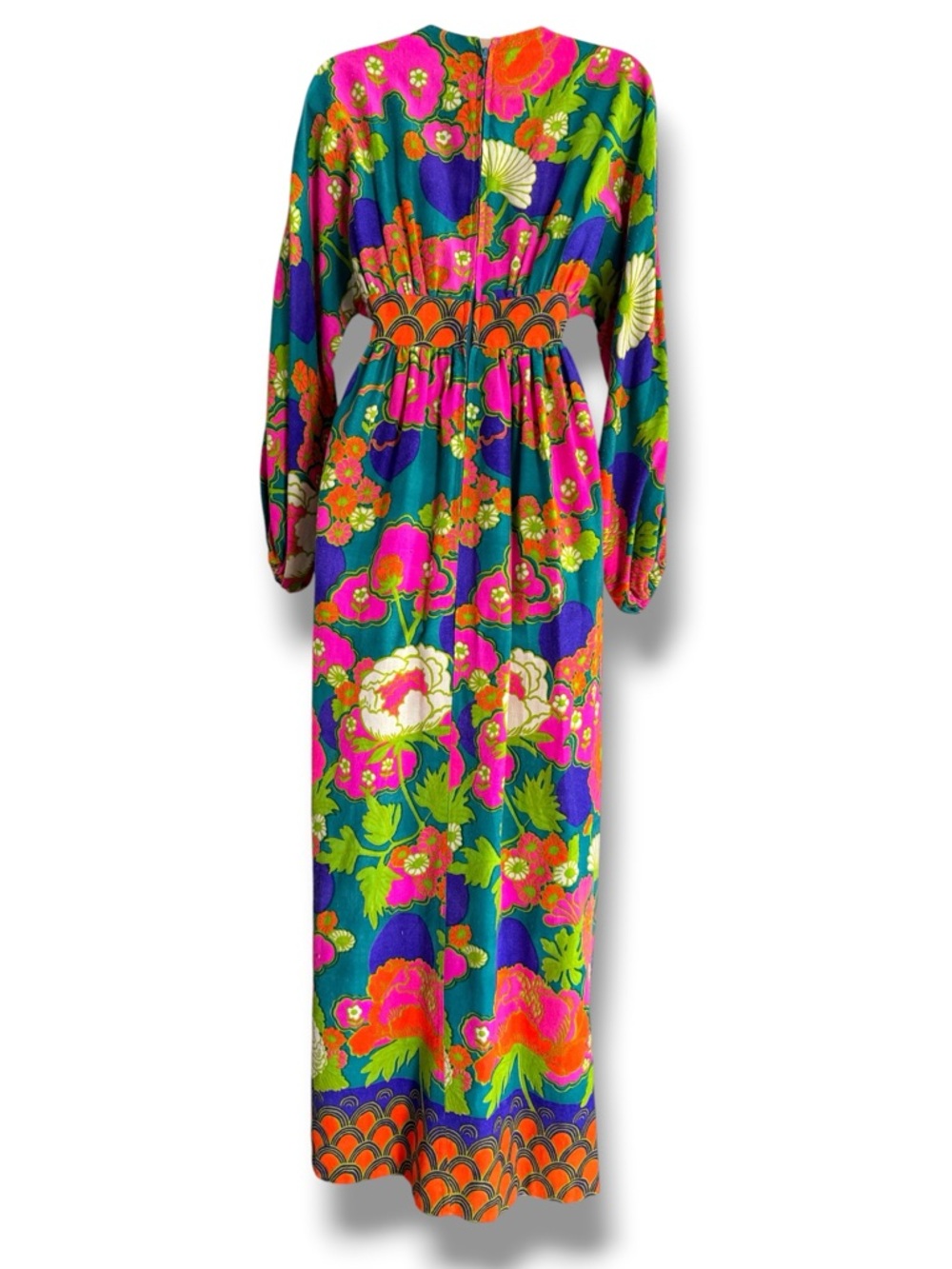 Kamehameha Vintage 70s Hawaiian Maxi Dress Vibrant Size 10 *RARE FIND* - Picture 5 of 14